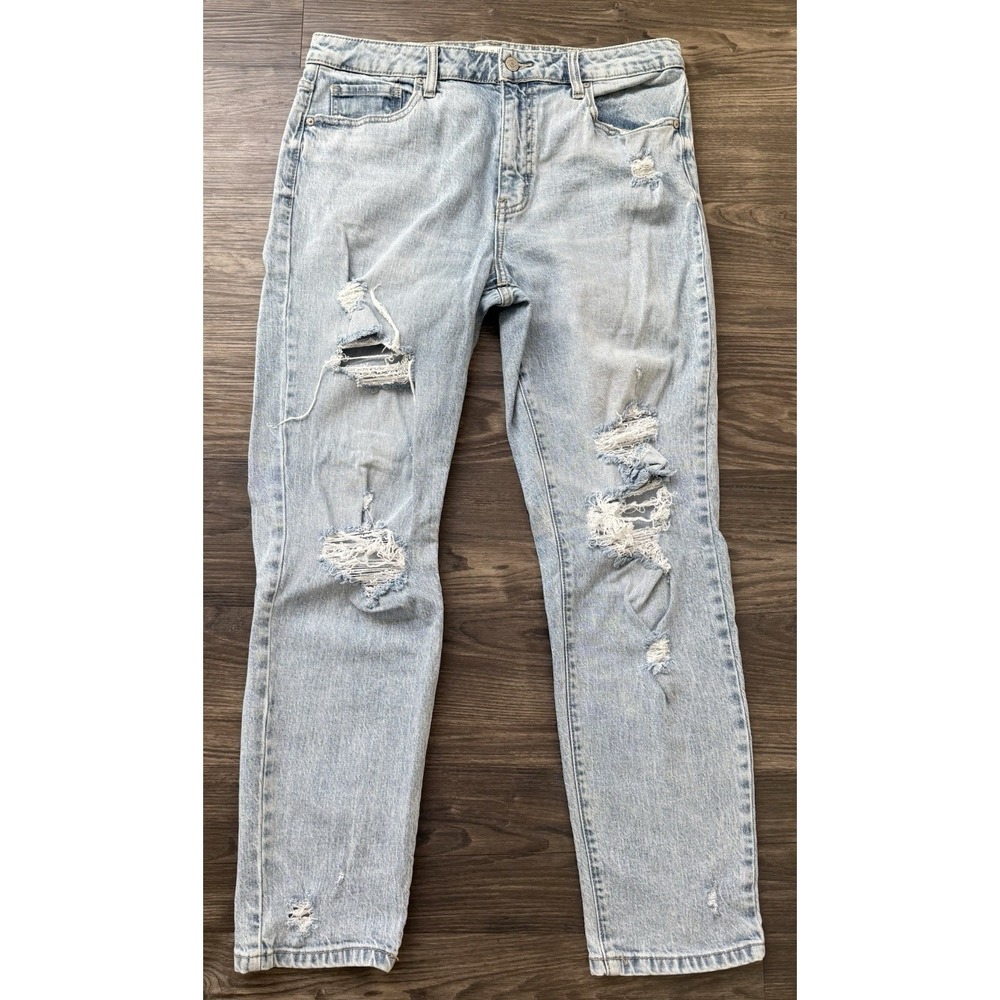 Slim Straight Distressed Ripped Mom Jean Ankle Y2K Edgy Grunge Skater Urban 90s
